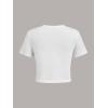 imageWomens Graphic Bow Short Sleeve Crewneck Crop Tops Slim Fit Y2K Cute T ShirtsFloral White