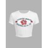 imageWomens Graphic Bow Short Sleeve Crewneck Crop Tops Slim Fit Y2K Cute T ShirtsFloral White