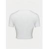 imageWomens Graphic Bow Short Sleeve Crewneck Crop Tops Slim Fit Y2K Cute T ShirtsLetter White