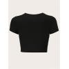 imageWomens Graphic Bow Short Sleeve Crewneck Crop Tops Slim Fit Y2K Cute T ShirtsPink Letter Black