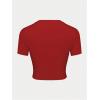 imageWomens Graphic Bow Short Sleeve Crewneck Crop Tops Slim Fit Y2K Cute T ShirtsRed