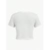 imageWomens Graphic Bow Short Sleeve Crewneck Crop Tops Slim Fit Y2K Cute T ShirtsWhite Orange