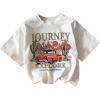 imageWomens Casual Letter Graphic Tee Shirt Short Sleeve Crew Neck Vintage Tee TopsWhite