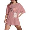 imageWomens Floral Figure Graphic Tees Crewneck Short Sleeve Summer T Shirt Baggy TopsPurple