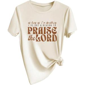 imageWomens Casual Cherry Bow Tees Graphic Letter Print Round Neck T Shirt Summer Short Sleeve Trendy TopsLetter Apricot