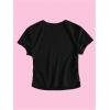 imageWomens Beach Graphic Tee Trendy Summer Short Sleeve Tee Shirts Crew Neck Crop Tops Bikini Print Preppy TopBlack