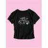 imageWomens Beach Graphic Tee Trendy Summer Short Sleeve Tee Shirts Crew Neck Crop Tops Bikini Print Preppy TopBlack
