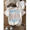 imageWomens Beach Graphic Tee Trendy Summer Short Sleeve Tee Shirts Crew Neck Crop Tops Bikini Print Preppy TopLetter White