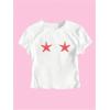 imageWomens Beach Graphic Tee Trendy Summer Short Sleeve Tee Shirts Crew Neck Crop Tops Bikini Print Preppy TopStar White