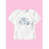 imageWomens Beach Graphic Tee Trendy Summer Short Sleeve Tee Shirts Crew Neck Crop Tops Bikini Print Preppy TopWhite