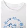 imageWomens Beach Graphic Tee Trendy Summer Short Sleeve Tee Shirts Crew Neck Crop Tops Bikini Print Preppy TopWhite Blue