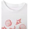 imageWomens Beach Graphic Tee Trendy Summer Short Sleeve Tee Shirts Crew Neck Crop Tops Bikini Print Preppy TopWhite and Orange