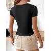 imageWomens Bowknot Rhinestone Glitter Crop Tops Scoop Neck Short Sleeve Y2K Graphic Tee ShirtBlack