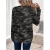 imageWomens Camo T Shirt Crew Neck Long Sleeve Tee Tops Causal Fall ClothesDark Grey