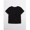 imageWomens Cherry Embroidery Print Shirt Contrast Color Neck Tee Short Sleeve Graphic Casual T Shirt Summer Tee TopsBlack White
