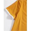 imageWomens Cherry Embroidery Print Shirt Contrast Color Neck Tee Short Sleeve Graphic Casual T Shirt Summer Tee TopsMustard Yellow