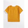 imageWomens Cherry Embroidery Print Shirt Contrast Color Neck Tee Short Sleeve Graphic Casual T Shirt Summer Tee TopsMustard Yellow