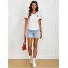 imageWomens Cherry Embroidery Print Shirt Contrast Color Neck Tee Short Sleeve Graphic Casual T Shirt Summer Tee TopsWhite