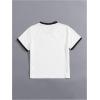 imageWomens Cherry Embroidery Print Shirt Contrast Color Neck Tee Short Sleeve Graphic Casual T Shirt Summer Tee TopsWhite and Black