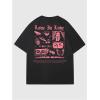 imageWomens Crewneck Graphic Tees Short Sleeve Casual T Shirt Vintage Street TopsBlack