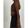 imageWomens Leopard Sheer Tops Bell Sleeve Tie Front V Neck T Shirt Vintage Party Y2K Clothes Going Out TopBrown