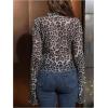 imageWomens Leopard Sheer Tops Bell Sleeve Tie Front V Neck T Shirt Vintage Party Y2K Clothes Going Out TopGrey