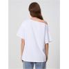 imageWomens Off The Shoulder Tops Floral Graphic Oversized Tshirts Shirts Y2k Summer Tops TrendyWhite Floral