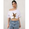 imageWomens Off The Shoulder Tops Floral Graphic Oversized Tshirts Shirts Y2k Summer Tops TrendyWhite Star