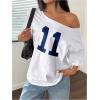 imageWomens Off The Shoulder Tops Floral Graphic Oversized Tshirts Shirts Y2k Summer Tops TrendyWhite and Blue