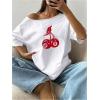 imageWomens Off The Shoulder Tops Floral Graphic Oversized Tshirts Shirts Y2k Summer Tops TrendyWhite and Red