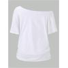 imageWomens Off The Shoulder Tops Floral Graphic Oversized Tshirts Shirts Y2k Summer Tops TrendyWhite and Red