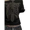 imageWomens Off The Shoulder Tops Graphic Goth Tee Y2k Vintage Asymmetrical Neck Oversized T ShirtsBlack Graphic