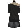 imageWomens Off The Shoulder Tops Graphic Goth Tee Y2k Vintage Asymmetrical Neck Oversized T ShirtsBlack Patterned