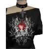 imageWomens Off The Shoulder Tops Graphic Goth Tee Y2k Vintage Asymmetrical Neck Oversized T ShirtsBlack Patterned