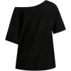 imageWomens Off The Shoulder Tops Graphic Goth Tee Y2k Vintage Asymmetrical Neck Oversized T ShirtsBones Black