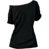 imageWomens Off The Shoulder Tops Graphic Goth Tee Y2k Vintage Asymmetrical Neck Oversized T ShirtsBones Black