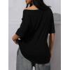 imageWomens Off The Shoulder Tops Graphic Goth Tee Y2k Vintage Asymmetrical Neck Oversized T ShirtsDeep Black