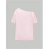 imageWomens Off The Shoulder Tops Graphic Goth Tee Y2k Vintage Asymmetrical Neck Oversized T ShirtsPink