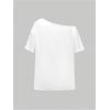 imageWomens Off The Shoulder Tops Graphic Goth Tee Y2k Vintage Asymmetrical Neck Oversized T ShirtsWhite