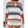 imageWomens Plus Size Cold Shoulder Cut Out Tee Half Sleeve Scoop Neck Loose TShirtMulticolor