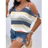imageWomens Plus Size Cold Shoulder Cut Out Tee Half Sleeve Scoop Neck Loose TShirtMulticolor