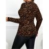 imageWomens Plus Size Leopard Tops Mock Neck Long Sleeve T Shirts Slim Fit Base Layer TopsCoffee Brown