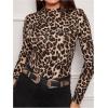 imageWomens Plus Size Leopard Tops Mock Neck Long Sleeve T Shirts Slim Fit Base Layer TopsMulticolor