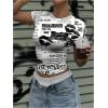 imageWomens Y2k Camo Maple Leaf Print Crop T Shirts Crew Neck Short Sleeve Slim Fit Tops Grunge Going OutWhite