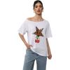 imageWomens Off The Shoulder Tops Floral Graphic Oversized Tshirts Shirts Y2k Summer Tops TrendyWhite Star
