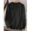 imageWomens Long Sleeve T Shirt Heart Print Crewneck Drop Shoulder Pullover Tops Vintage TeesBlack