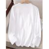 imageWomens Long Sleeve T Shirt Heart Print Crewneck Drop Shoulder Pullover Tops Vintage TeesWhite