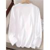 imageWomens Long Sleeve T Shirt Heart Print Crewneck Drop Shoulder Pullover Tops Vintage TeesWhite Heart