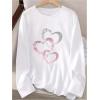 imageWomens Long Sleeve T Shirt Heart Print Crewneck Drop Shoulder Pullover Tops Vintage TeesWhite Heart
