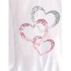 imageWomens Long Sleeve T Shirt Heart Print Crewneck Drop Shoulder Pullover Tops Vintage TeesWhite Heart